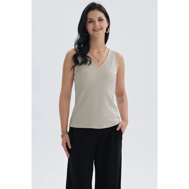 Polera Mujer Pabilo Lisa Con Textura Dorado