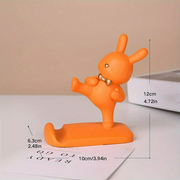 Adorable Hand-Painted Resin Rabbit Phone Holder - Perfect for Home Decor & Birthdays!