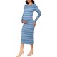 thumbnail image 2 of INSPIRE CHIC Vestido de Maternidad Ajustado de Punto a Rayas de Manga Corta S Azul Blanco, 2 of 6