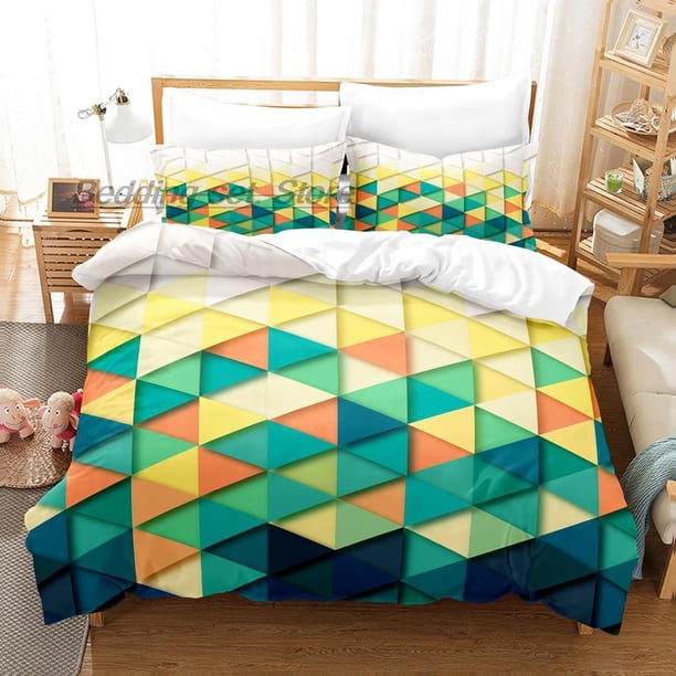 Tech Grid Bedding Set Bed Set Aldult Kid Bedroom Duvetcover Sets visual feast