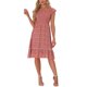 thumbnail image 1 of INSPIRE CHIC Vestido Midi Floral de Rayón para Mujer con Cintura Fruncida, Manga Corta, Ligero, Ajustado y Acampanado para Primavera y Verano Rojo S, 1 of 6