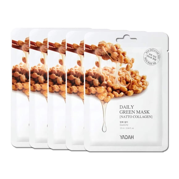 Máscara Facial de Hoja YADAH Daily Green Natto Collagen - Pack de 5