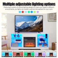M&Ms - Tv Stand Electric Fireplace Tv Stand With Glass Shelves, 3D Fireplace Tv Stand With Led Lights Wood With Usb Charging Outlet Modern Television Table Center For Tv Up To 32-62"" White 58''W*15.4''D*24.4