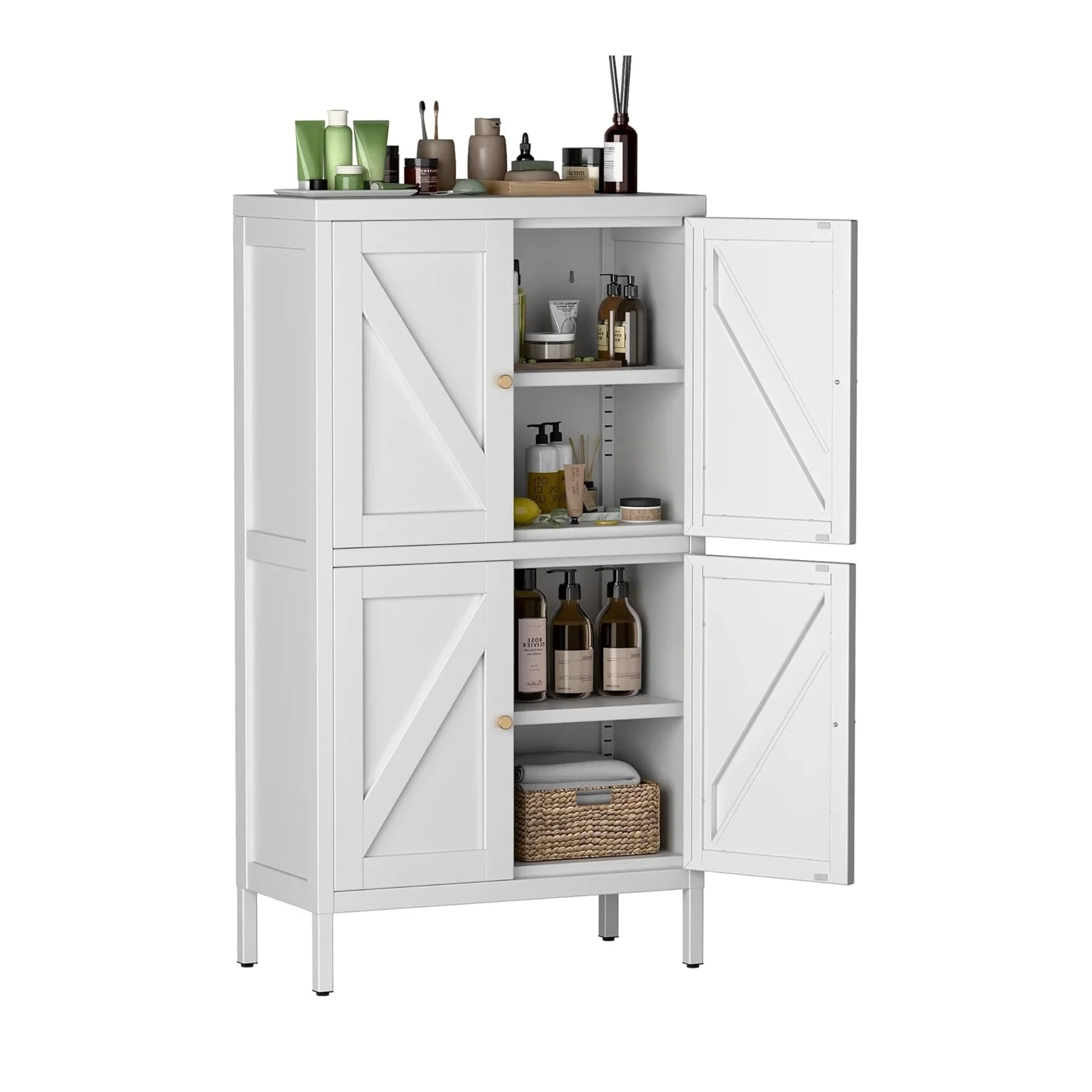 Recilock - Gabinete Metalico Blanco Mediano 4 Puertas - Linea White Yxg-04