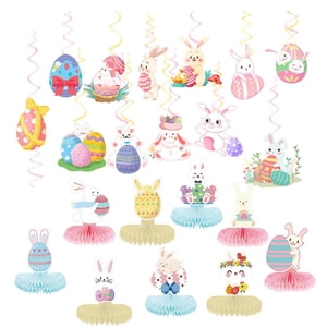 Magideal - Decoraciones De Pascua Cake Topper Remolino Colgante Decorativo Conejo De Pascua Conejo Favores De Fiesta Para La Pared Vacaciones Pascua Decoración