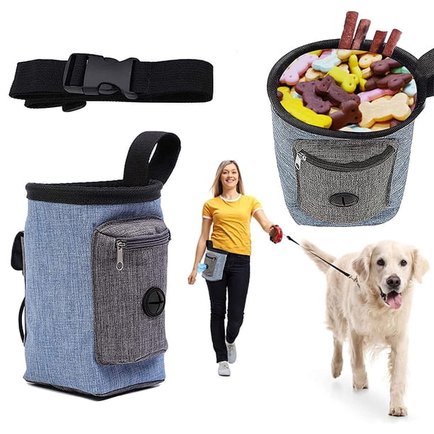 Bolsa para premios para perros, ideal para entrenar perros pequeños y grandes, ideal para transportar juguetes, croquetas y premios, con dispensador de bolsas para excrementos integrado.