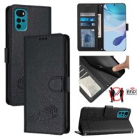 Funda Tipo Cartera Foxdock Para Motorola Moto E32S/E32 4G/E22S 4G Con Soporte, Ranuras, Rfid, Diseño De Gato