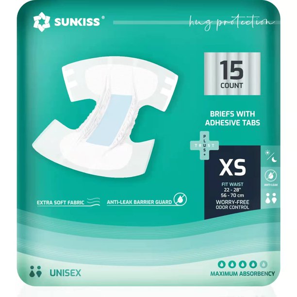 Pañales para adultos SUNKISS TrustPlus de máxima absorción, tamaño pequeño, 15 quilates