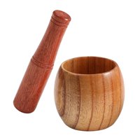 Magideal - Mortero Y Maja De Madera, Juego De Molienda De Especias, Cuenco Portátil Reutilizable Para Moler Especias, Prensa De Ajo Para , Pimienta Y Nueces , S S