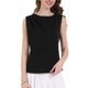 thumbnail image 1 of INSPIRE CHIC Blusa sin mangas casual para mujer con cuello redondo y hombros fruncidos XL Negro, 1 of 5