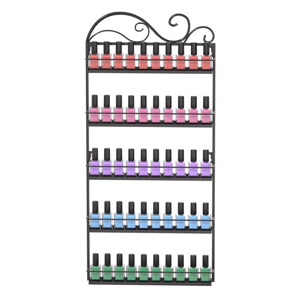 Organizador de esmaltes de uñas de pared ERYTLLY, acero negro, 5 niveles