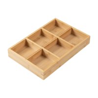 Magideal - Bandeja De Bambú Para Servir Alimentos, Bandeja Para Almacenar Frutos Secos, Rústica Con Múltiples Compartimentos Para Aperitivos, Ideal Para Cocina, 6 Cuadrículas