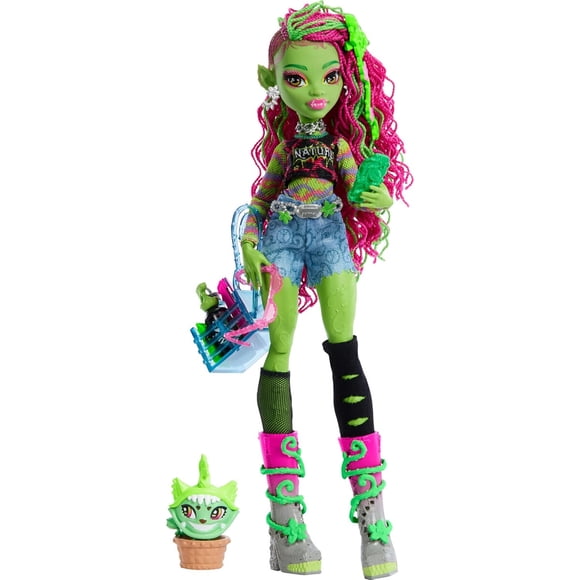 Muñeca Monster High Venus McFlytrap con Mascota y Accesorios