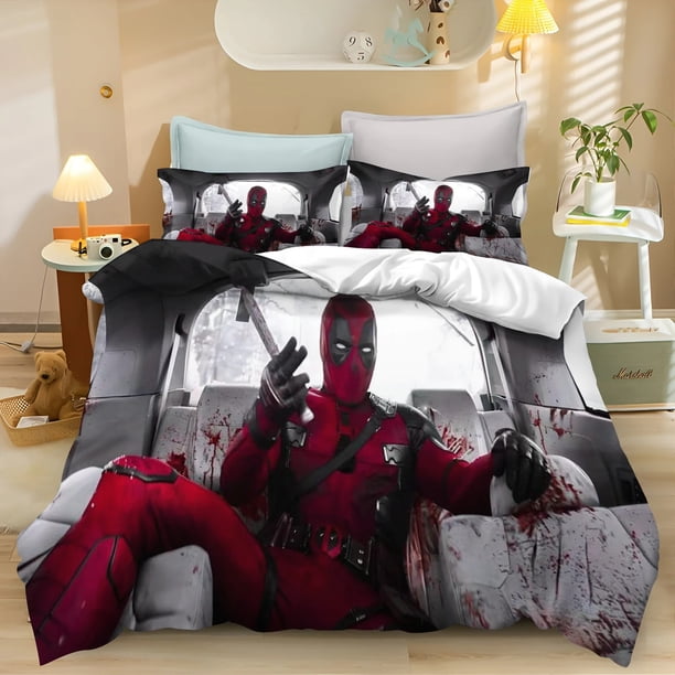 Marvel Duvet Cover Deadpool 3D Digital Print Bedding Set Comfortable Polyester Duvet Cover 3 Piece Kids Bedroom Decoration Bed Sheets