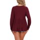 thumbnail image 3 of INSPIRE CHIC Top de Punto Waffle para Mujer de Manga Larga Babydoll Peplum Blusas XS Burdeos, 3 of 6