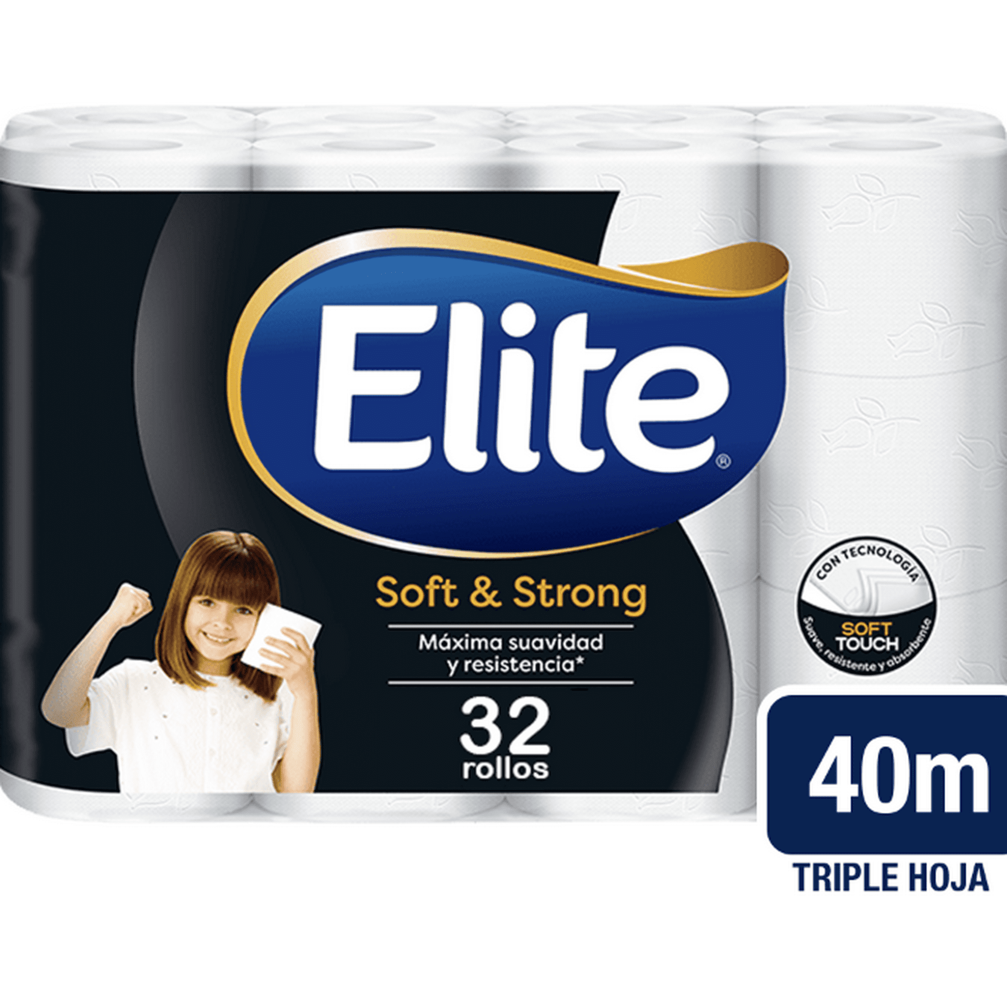 Pack X 8 Papel Higiénico Elite Soft & Strong Triple Hoja 4 Unid 40 Mts C/u