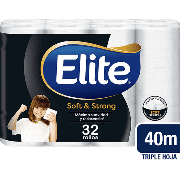 Pack x 8 Papel Higiénico Elite Soft & Strong Triple Hoja 4 Unid 40 mts c/u