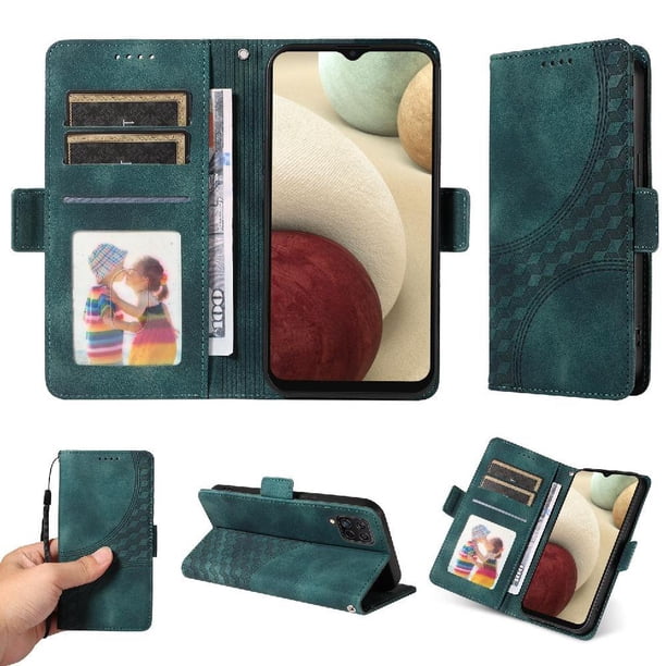 Carcasa FOXDOCK Samsung Galaxy A12 5G de cuero PU, diseño acolchado clásico, protección contra caídas y rayones