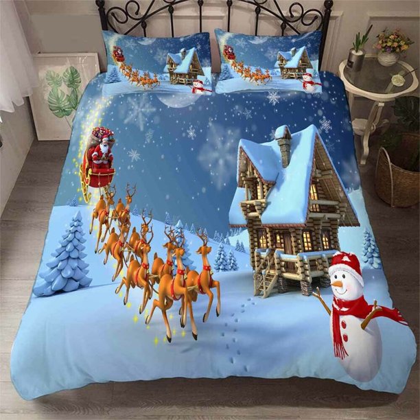 Deer Crowding Snow Duvet Quilt Covers Pillow Case Bedding Sets3-Piece Bedding Set (1 Duvet Cover + 2 Pillow Shams)