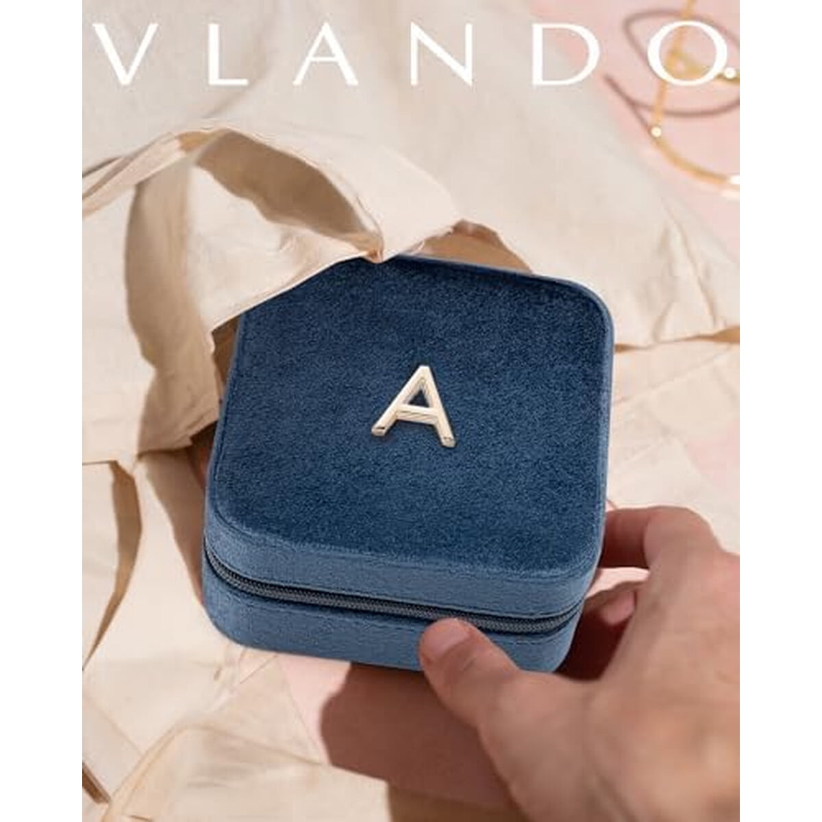 Joyero Vlando Viaje Velvet Azul Letra A Organizador