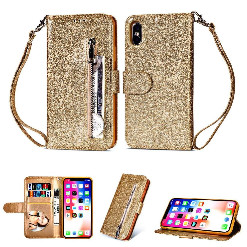 Funda Para Foxdock Elegante Funda Iphone Xr Glitter Con Cremallera-ideal Para El Uso Diario
