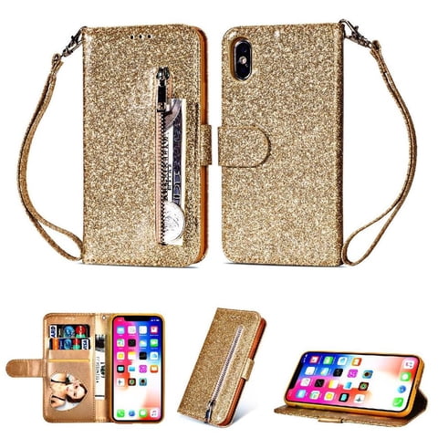 Funda Para Foxdock Elegante Funda Iphone Xr Glitter Con Cremallera-Ideal Para El Uso Diario