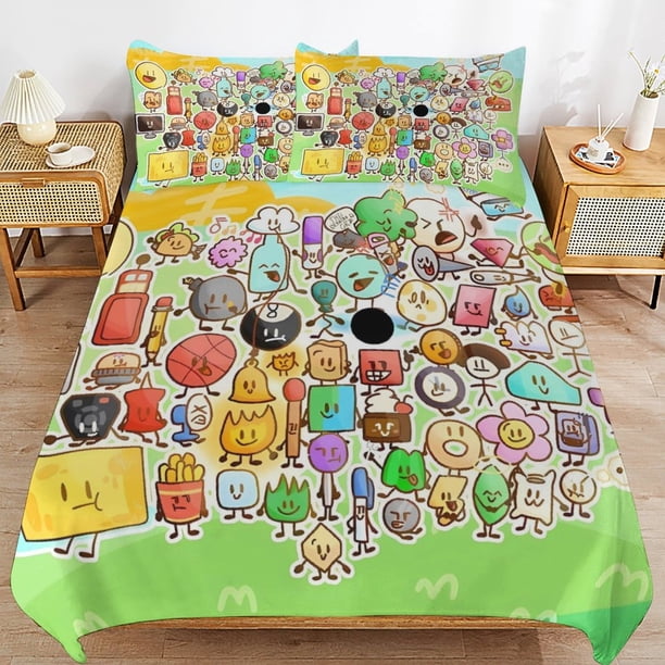 x240 Battle for Dream Island BFDI Bed Duvet Cover Microfiber Bedding Sets 3D Printed Lightweight 3 Piece Comforter Sets, 1 Duvet Cover And 2 Pillow Shams for Kids Boys Girls 79"x90" jn240