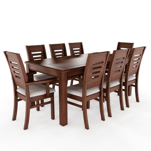 Muebles Insignes - Juego De Comedor Roma 8 Sillas Nogal Mesa Rectangular Madera