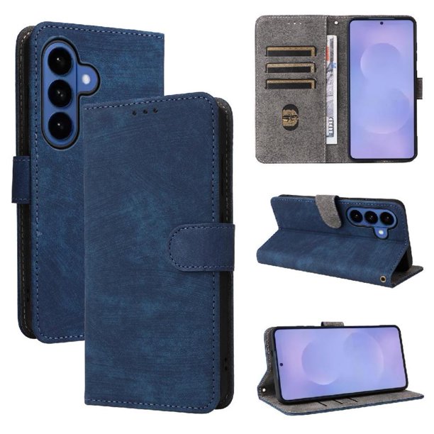 Funda Billetera para Samsung Galaxy S26 con Soporte - Cartera de Cuero con Ranuras Azul