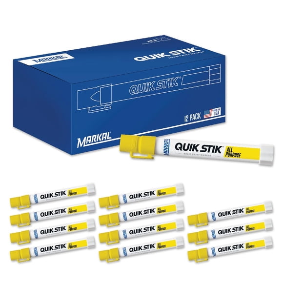 Marcador de pintura sólido Markal Quik Stik amarillo - paquete de 12