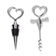 thumbnail image 2 of Juego de 1 par de tapones y sacacorchos para botellas de vino con forma de corazón de plata, ideal como recuerdo o recuerdo de boda., 2 of 8
