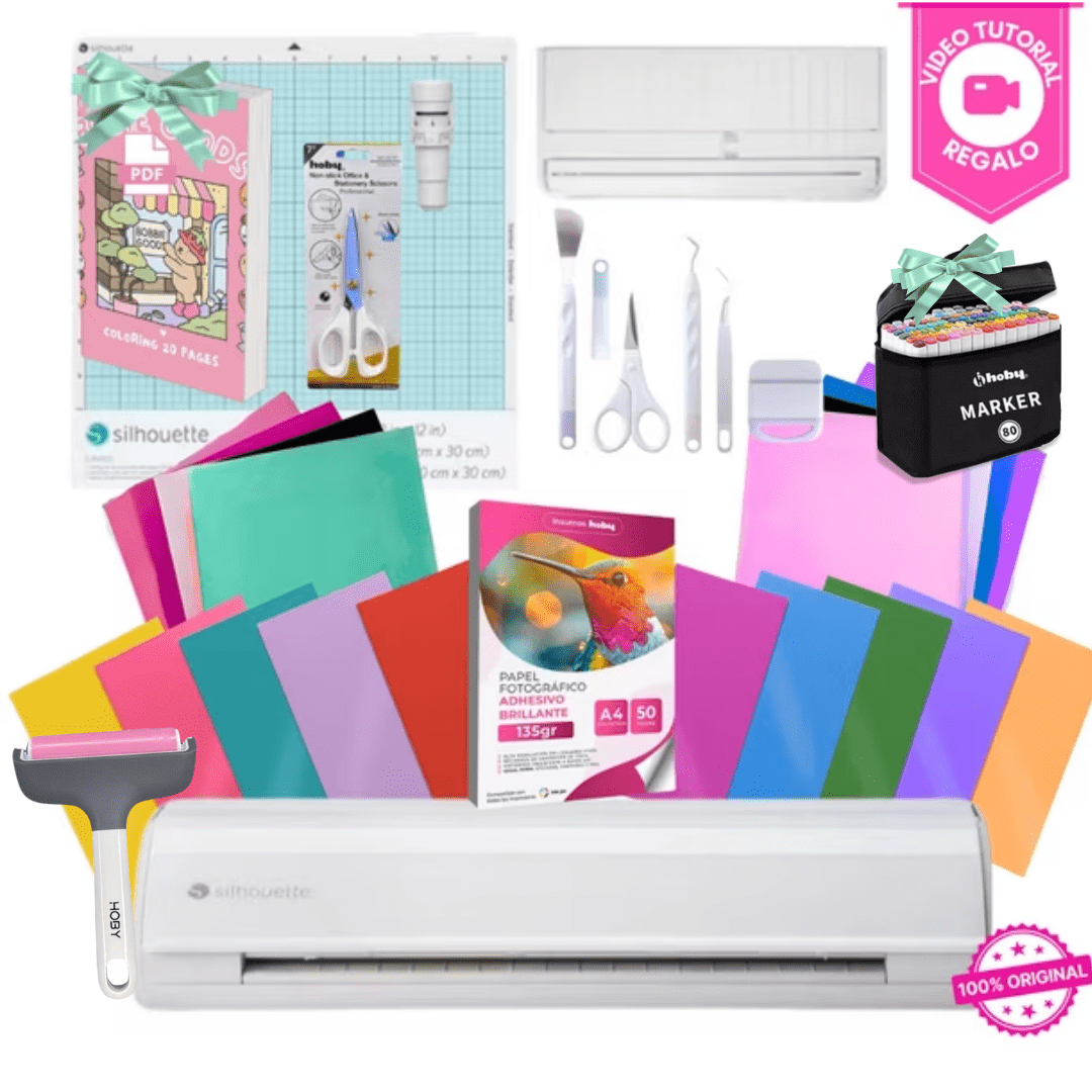 Silhouette America - Kit Cameo 5 Silhouette Papeleria + Regalo Curso + Regalo Libro Pdf + Full Insumos