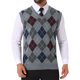thumbnail image 1 of INSPIRE CHIC Chaleco de Punto Casual sin Mangas con Cuello en V a Cuadros Argyle para Hombre L Gris Claro, 1 of 5