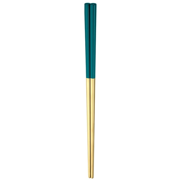 XmhyTop 2 Pares de Palillos Reutilizables de Acero Inoxidable, palillos chinos japoneses, Antiadherente, Aptos para Lavavajillas, 23.5 cm, El estilo C, Oro Verde