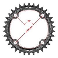 Genérica - Plato Redondo Mtb Narrow Wide Bicicleta 30T 32T 34T 36T 38T Negro