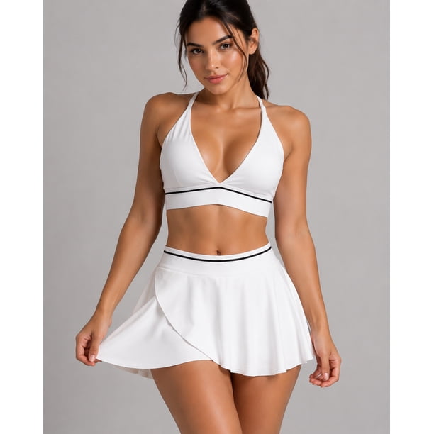 Conjunto Fitness Mujer Falda Con Short Interior Y Top - JYT057