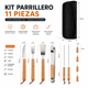 thumbnail image 3 of Kit Parrillero Completo 11 Piezas EOLAND Mangos de Madera con Estuche Acero Inoxidable, 3 of 7