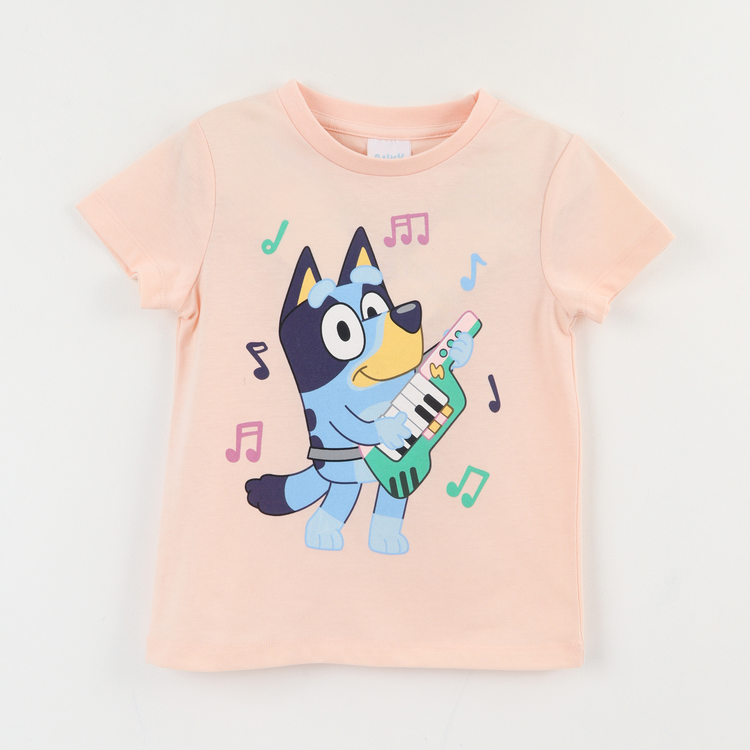 Polera Manga Corta Niña Naranjo Musica Bluey