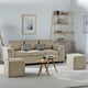 thumbnail image 1 of Sofá 3 cuerpos Sicilia + 2 Pouf Tela Beige, 1 of 8
