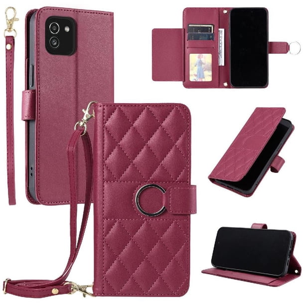 Funda tipo billetera FOXDOCK para Samsung Galaxy A03 – Tapa abatible con correa para mujer