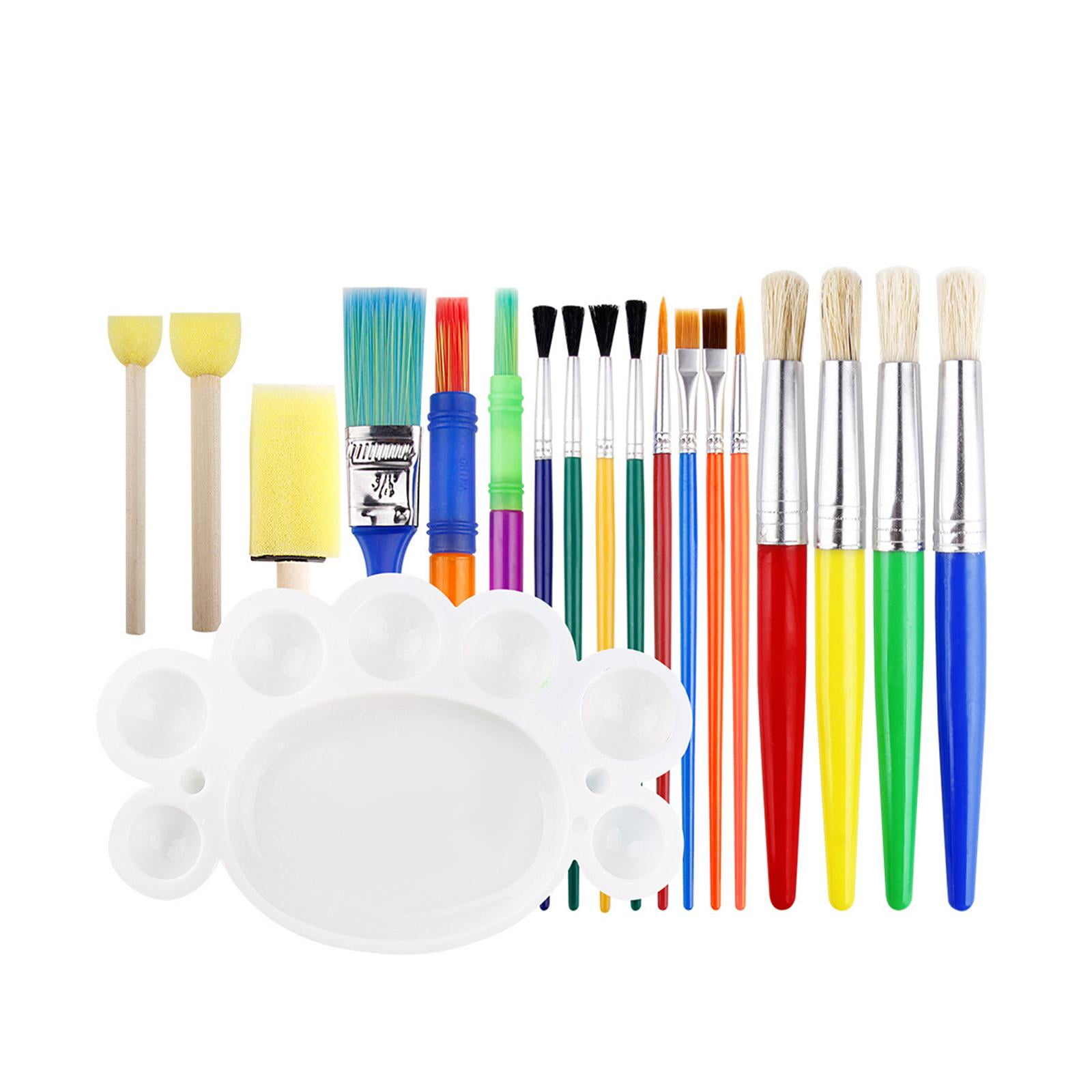 Magideal - 19x Juego De Pinceles De Pintura, Pincel De Acuarela Duradero Para Niños Y Niñas, Niños, Adultos, Herramientas De Artesanía Para Principiantes, Pincel