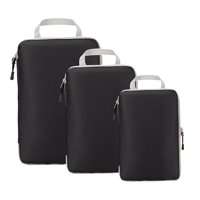 Magideal - Cubos De Embalaje De Compresión De 3 Piezas, Bolsas De Viaje, Bolsas De Zapatos Impermeables Portátiles, Juego De Bolsas De Almacenamiento, Organizado Negro
