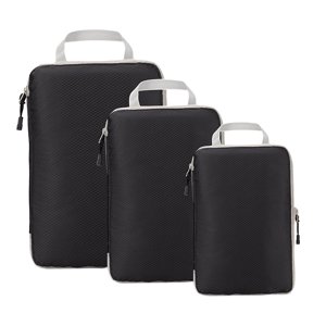 Magideal - Cubos De Embalaje De Compresión De 3 Piezas, Bolsas De Viaje, Bolsas De Zapatos Impermeables Portátiles, Juego De Bolsas De Almacenamiento, Organizado Negro