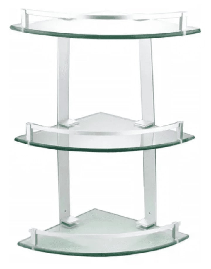 Artihogar - Esquinero Ducha Baño 3 Repisas Vidrio Templado Aluminio