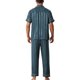 thumbnail image 3 of INSPIRE CHIC Conjunto de Pijama de Satén a Rayas de 2 Piezas para Hombre con Camisa de Manga Corta y Pantalones Largos XL Azul, 3 of 6