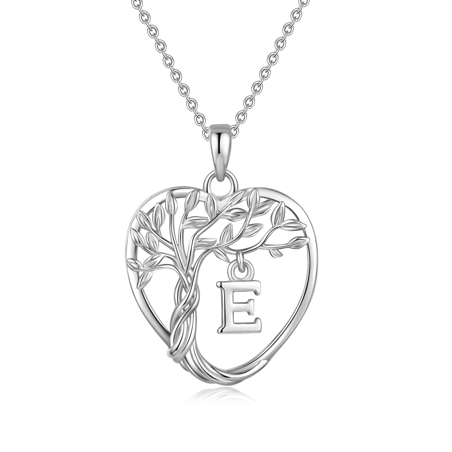 Heshpaws 925 Collar De Árbol Eterno De La Vida De Plata De Ley Para Mujeres A-z Carta Inicial Collar, Regalo De Joyería De Cumpleaños Aniversario