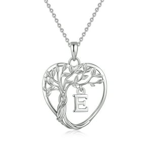 Heshpaws 925 Collar De Árbol Eterno De La Vida De Plata De Ley Para Mujeres A-Z Carta Inicial Collar, Regalo De Joyería De Cumpleaños Aniversario
