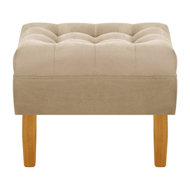 Pouf Wood 1c Felpa 04 Beige