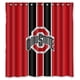 thumbnail image 1 of Cortina de ducha a rayas de los Ohio State Buckeyes, juego de cortina de baño con ganchos, tamaño 60 x 72 pulgadas, 1 of 3