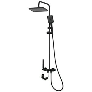 Joytek - Columna Ducha Teclado Monomando 4 Funciones Plato Rectangular Negra